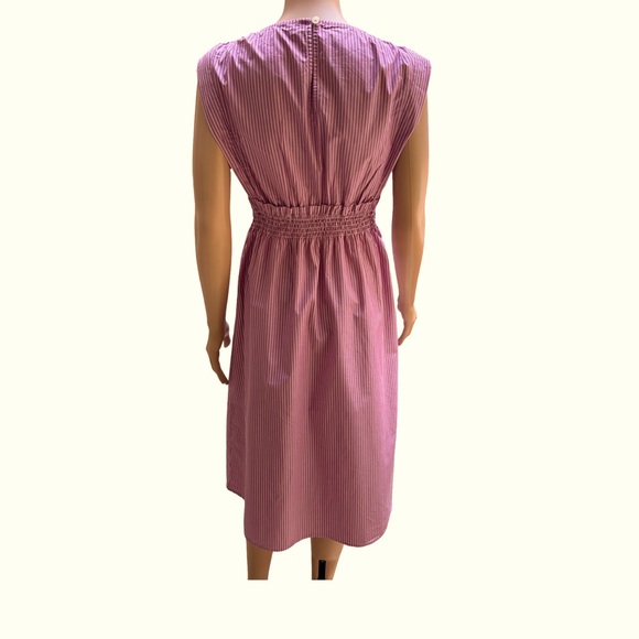 Loft Lavender & White Sleeveless Midi Dress Cotton Size Small Petite - Picture 2 of 7